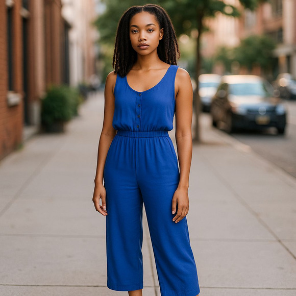 Nordstrom Leith Sleeveless Button Front Wide Leg Jumpsuit Size Small - Picture 1 of 12